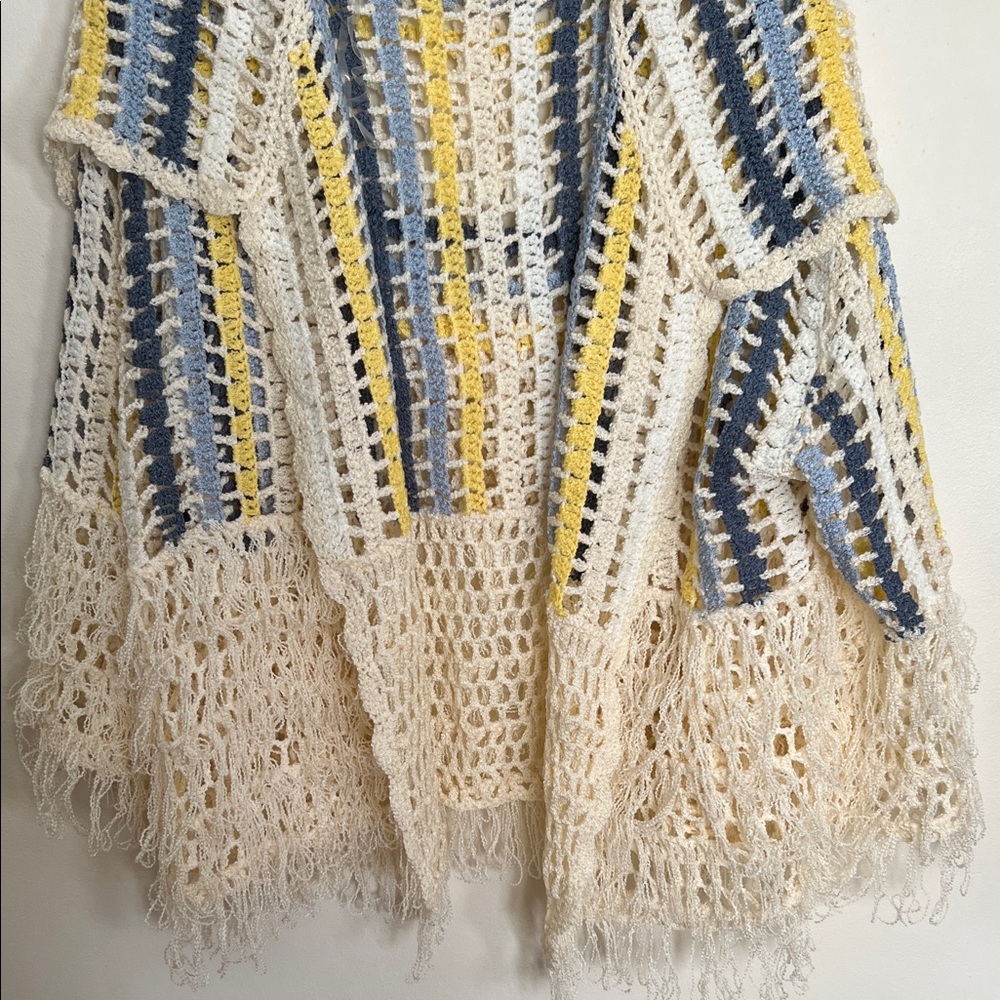 POL Cream and Blue Crochet Cardigan - Picture 4 of 9